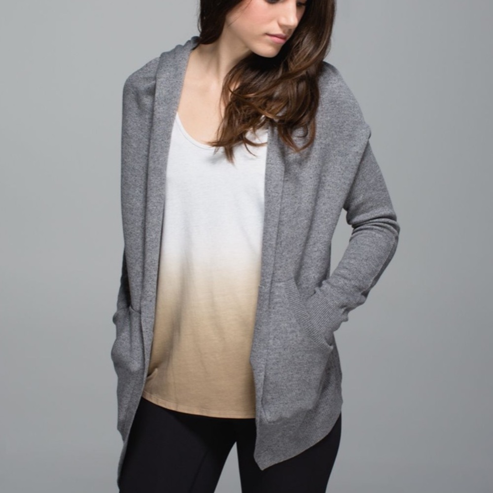 Lululemon Reversible Cabin Yogi Wrap Sweater Gray/Lime Size 6/8